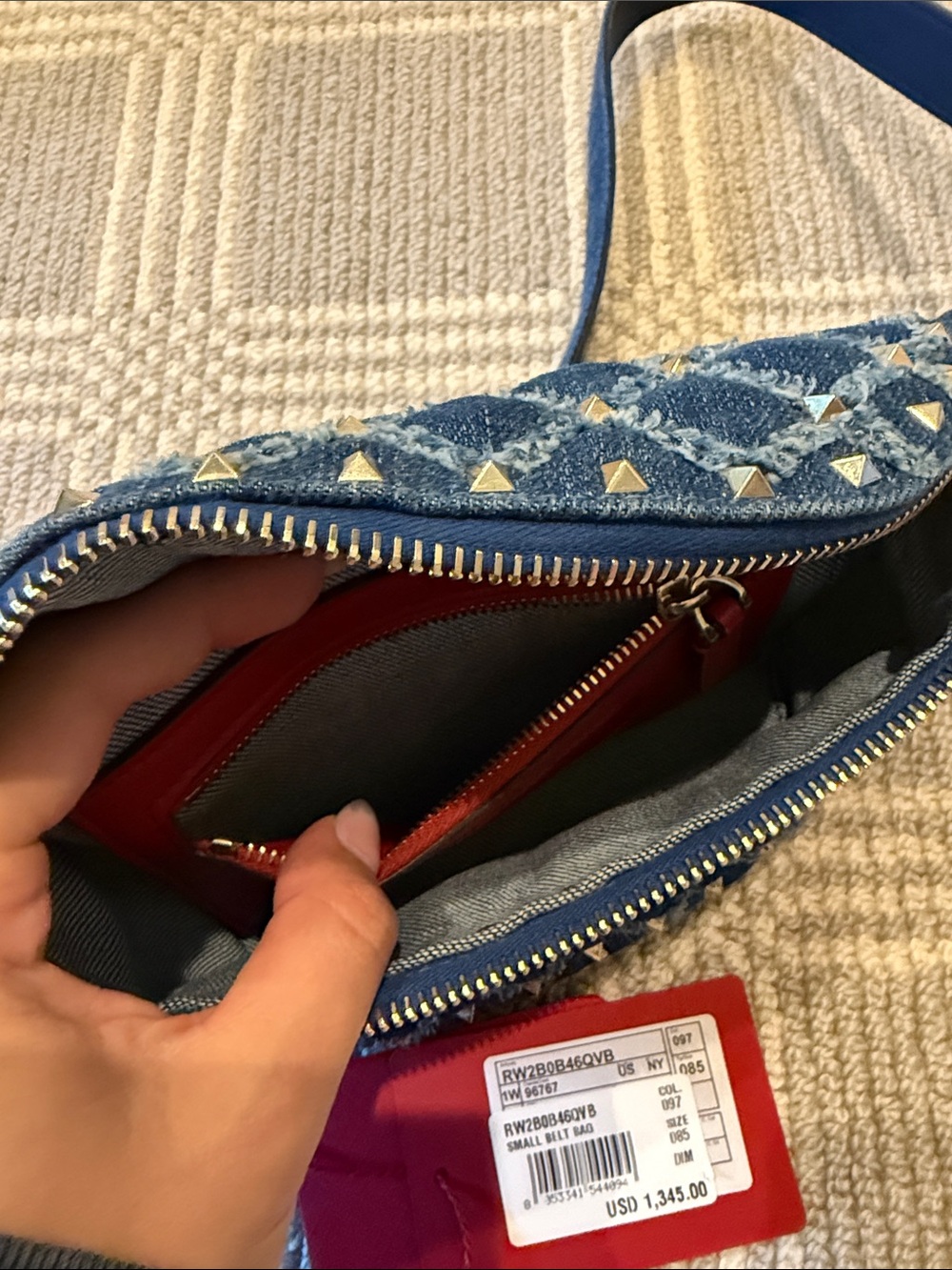 Valentino Small Denim Studded Belt Bag - Picture 6 of 6